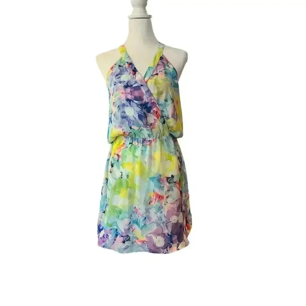 PARKER multicolor faux wrap sleeveless dress size medium